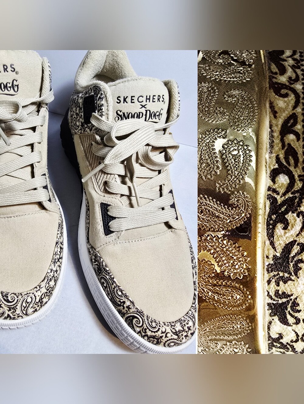 Snoop Dogg X Skechers Mens Sizzle Bucket Sneakers Color Natural Gold Size 9.5 US
